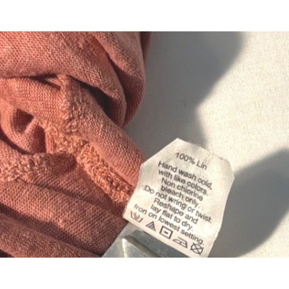 Madewell Womens 100% Linen Peplum Ruffle Hem Short Sleeve Top Pink M F4462 - Picture 5 of 6